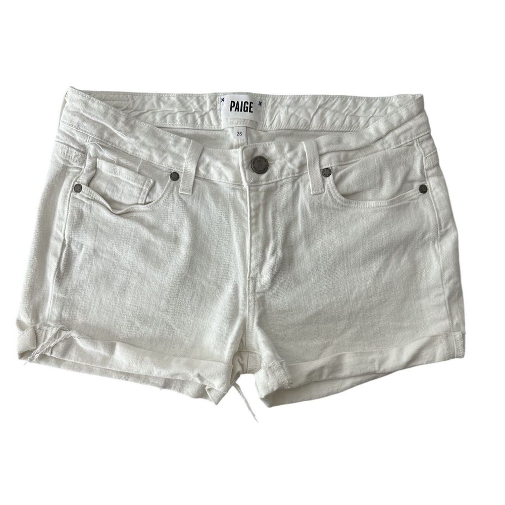 Paige Jeans Shorts‎ Womens 26 Jimmy Jimmy White Denim Cuffed Stretch Classiccore